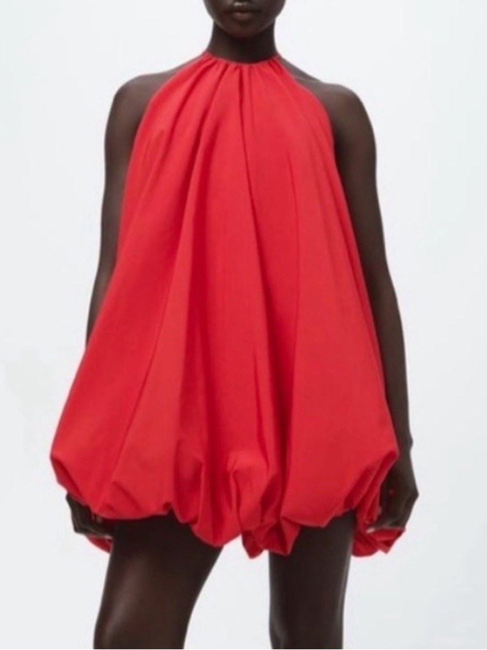 Zara Red Halter Bubble Mini Dress